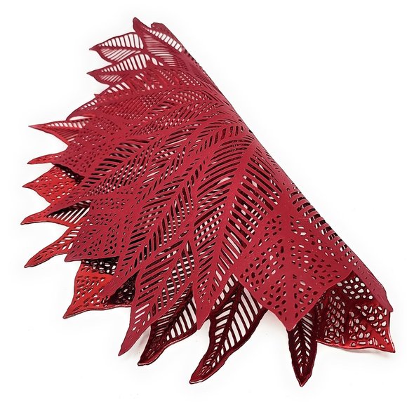 Christmas Red Metallic Poinsettia Floral Placemats Wipe Clean (Set of 4) - Picture 4 of 5